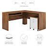 Modway Transmit Transmit Wood Desk and File Cabinet Set