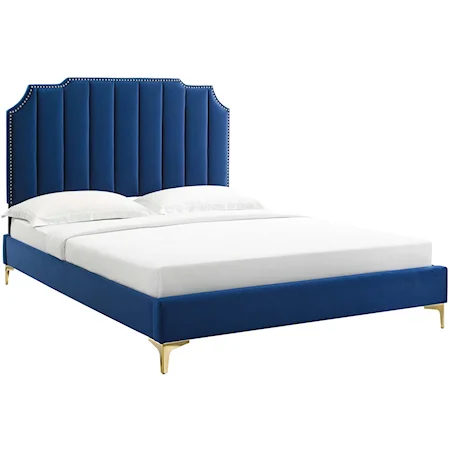 Colette King Velvet Platform Bed