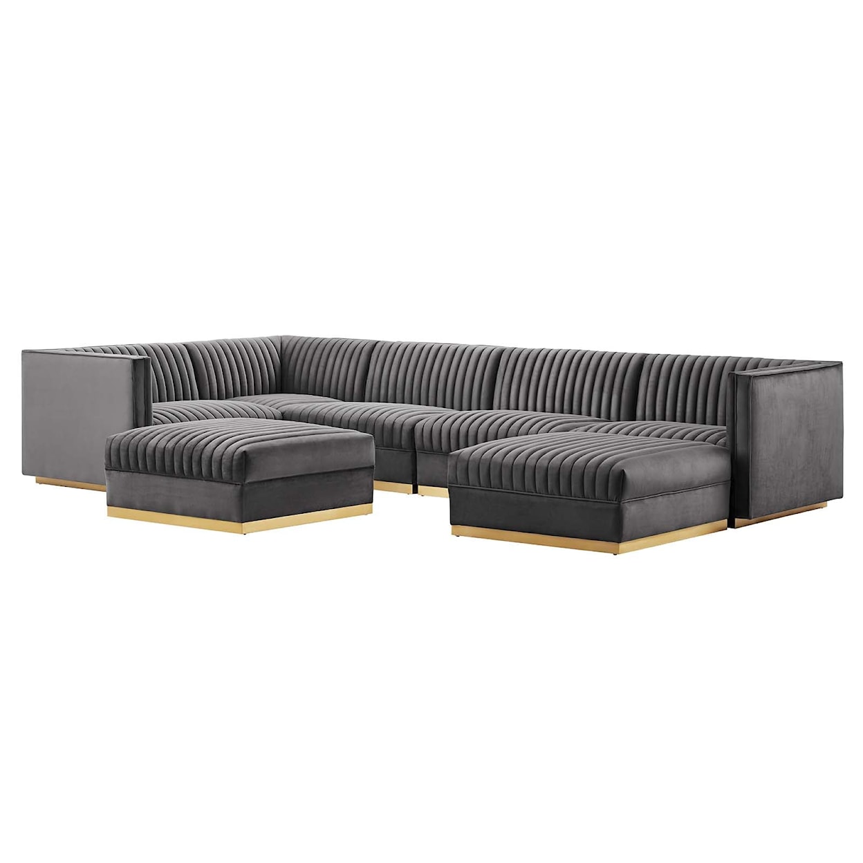 Modway Sanguine 7-Piece Left-Facing Modular Sectional Sofa