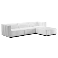 Conjure Channel Tufted Upholstered Fabric 4-Piece Sectional Sofa