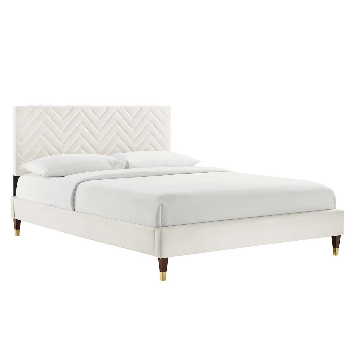 Modway Leah Leah Chevron Velvet Queen Platform Bed