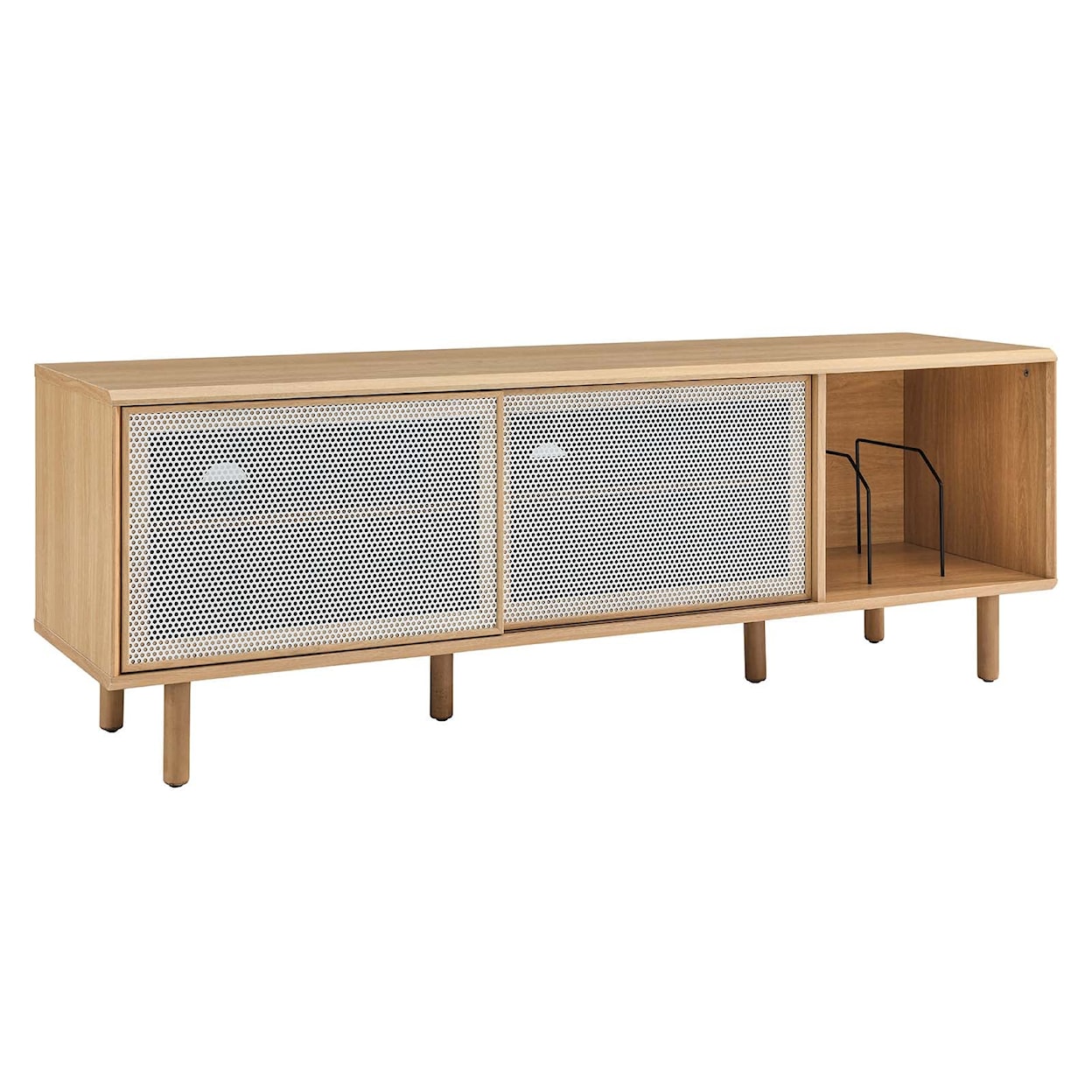 Modway Kurtis TV and Record Stand with Mesh Sliding Doors