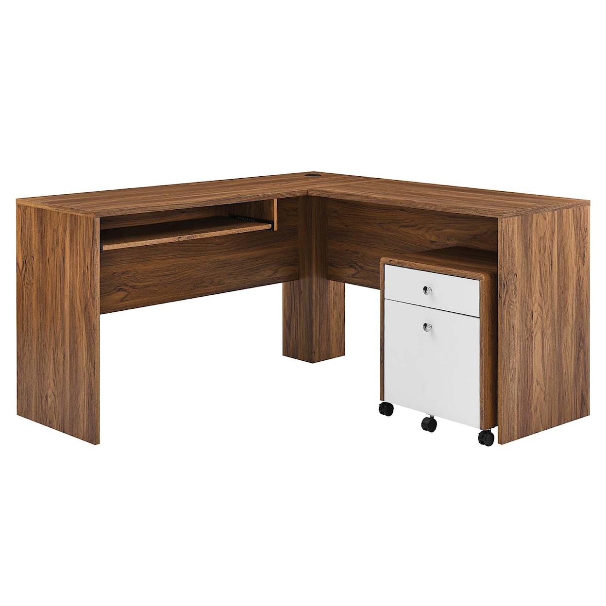 Modway Transmit Transmit Wood Desk and File Cabinet Set