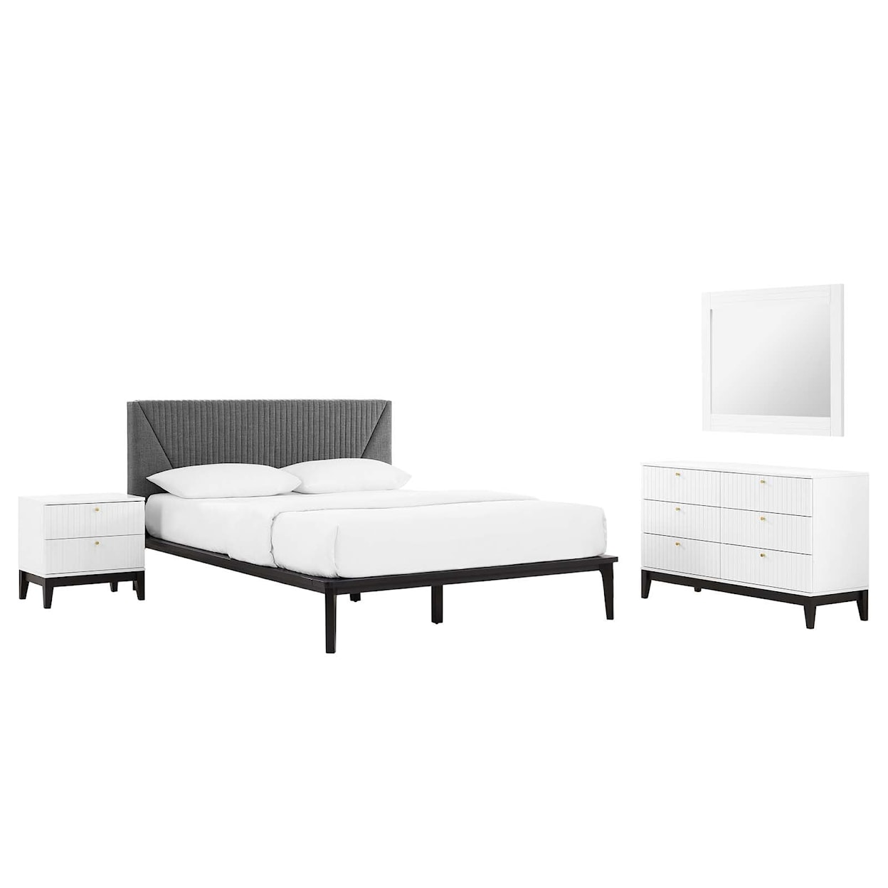 Modway Dakota Dakota 4 Piece Upholstered Bedroom Set