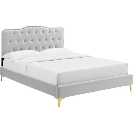 Amber Velvet Twin Platform Bed