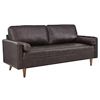 Valour Mid-Century Modern Leather Sofa - Brown
