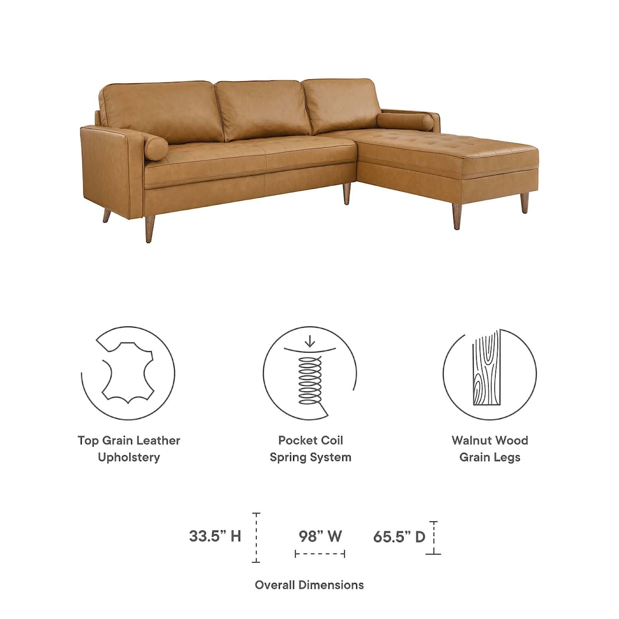 Modway Valour Valour 98" Leather Sectional Sofa