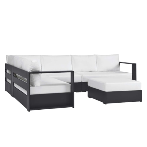 Tahoe 5-Piece Outdoor Patio Powder-Coated Aluminum Sectional Sofa Set By Modway
