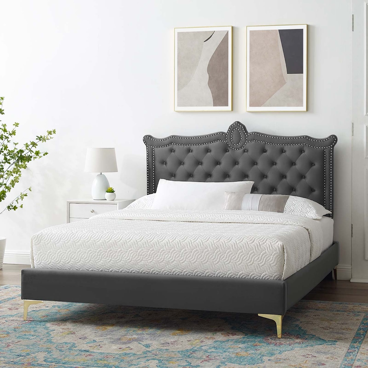 Modway Clara Clara Velvet Queen Platform Bed