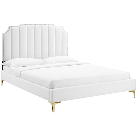 Colette Full Velvet Platform Bed