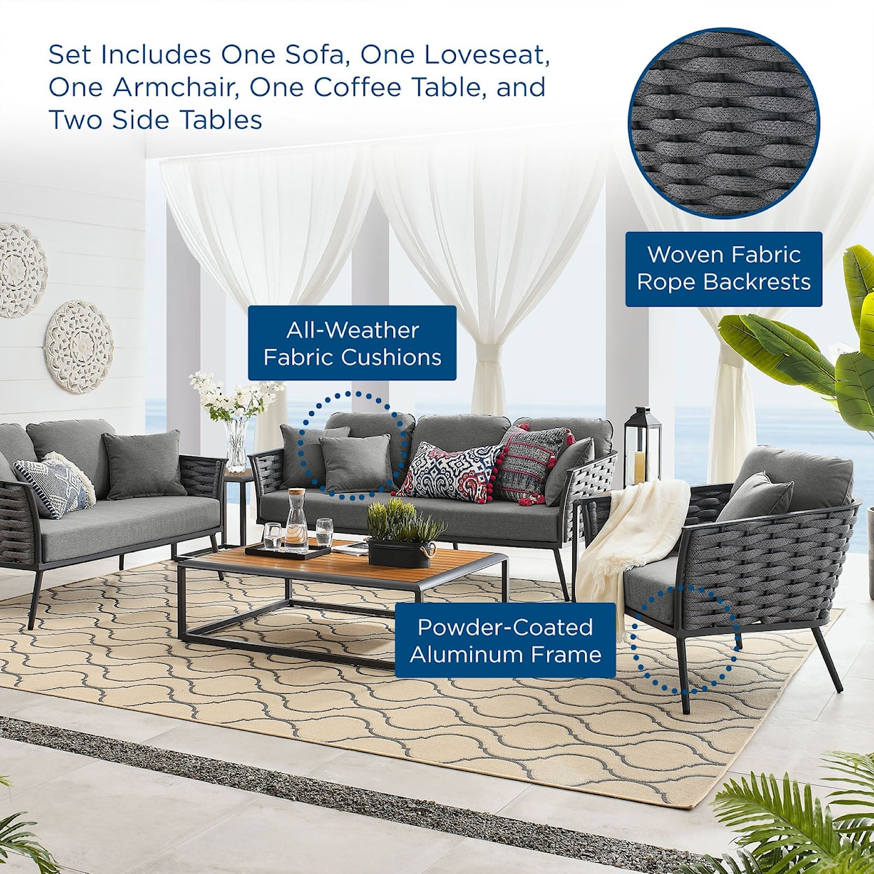 Modway Stance Stance 6 Piece Outdoor Sofa Set