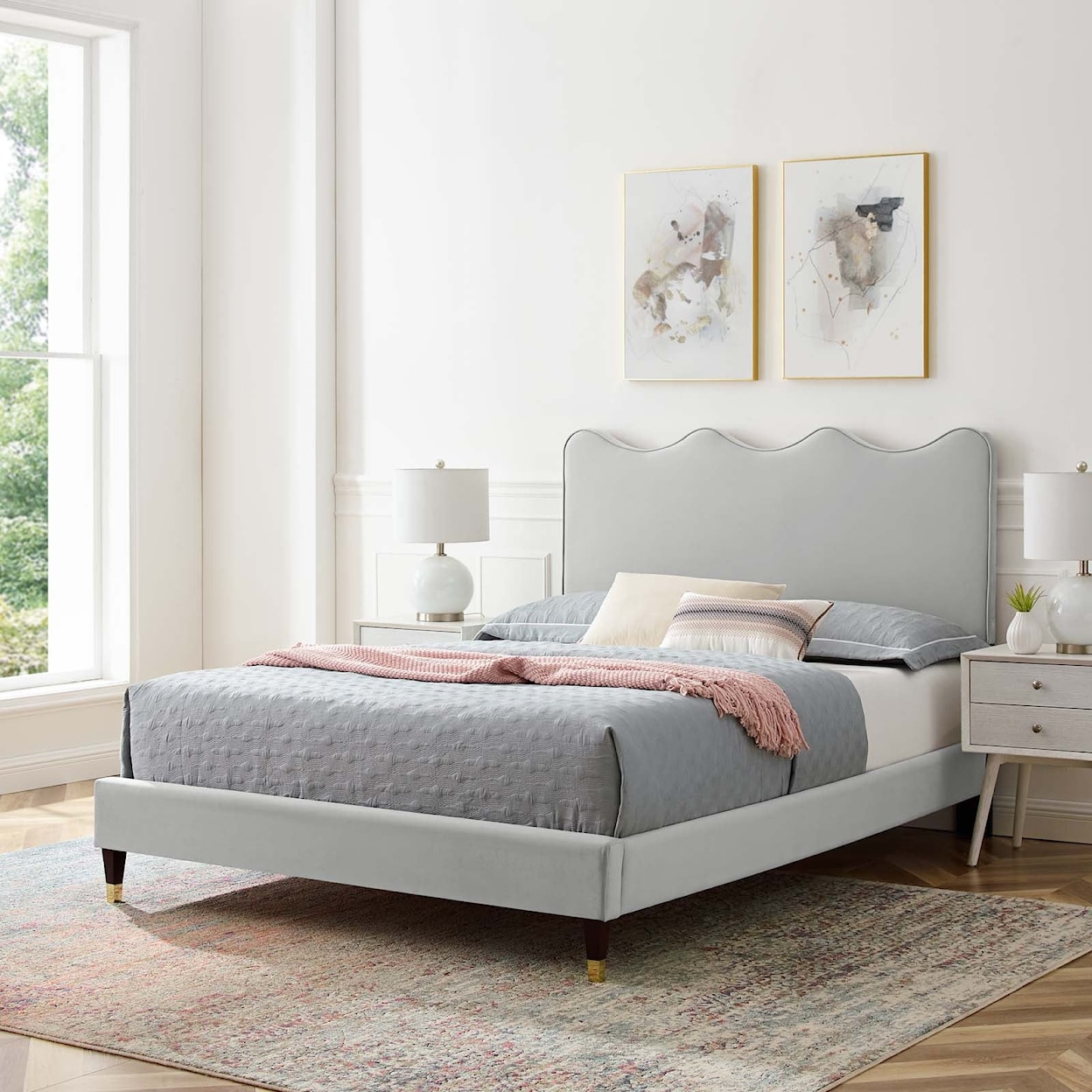 Modway Current Current Velvet King Platform Bed