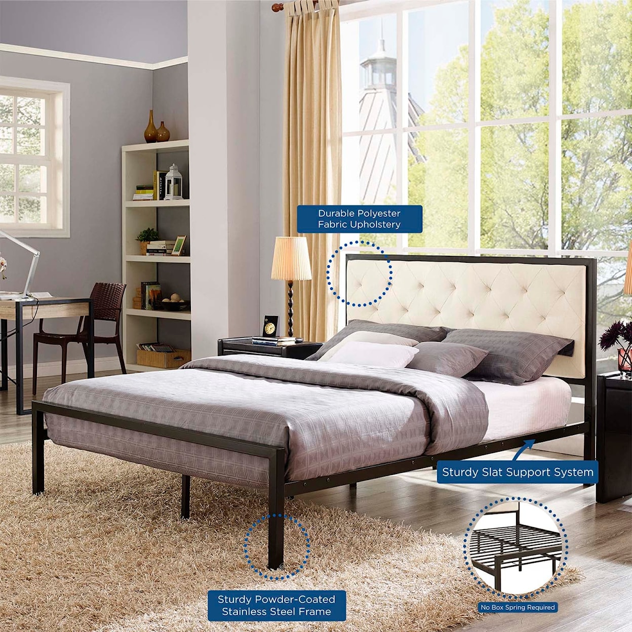 Modway Mia Upholstered Queen Platform Bed