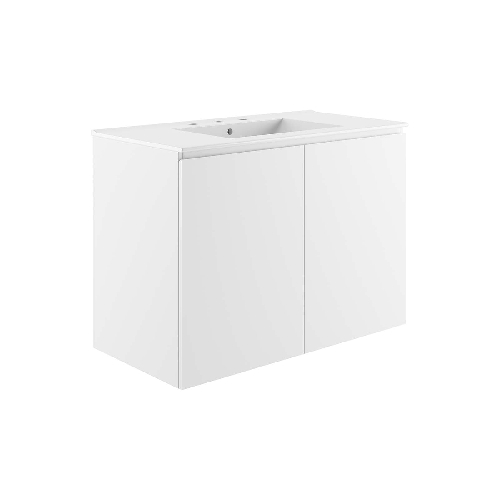 Modway Bryn EEI5779WHIWHI Bryn 36" WallMount Bathroom Vanity Value City Furniture Sinks