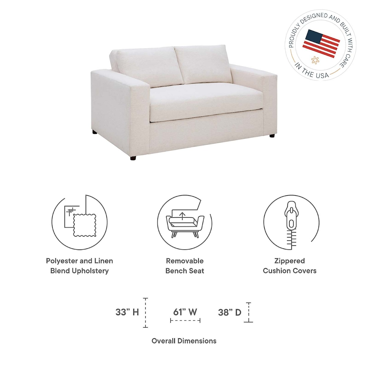 Modway Avendale Upscale Linen Blend Loveseat