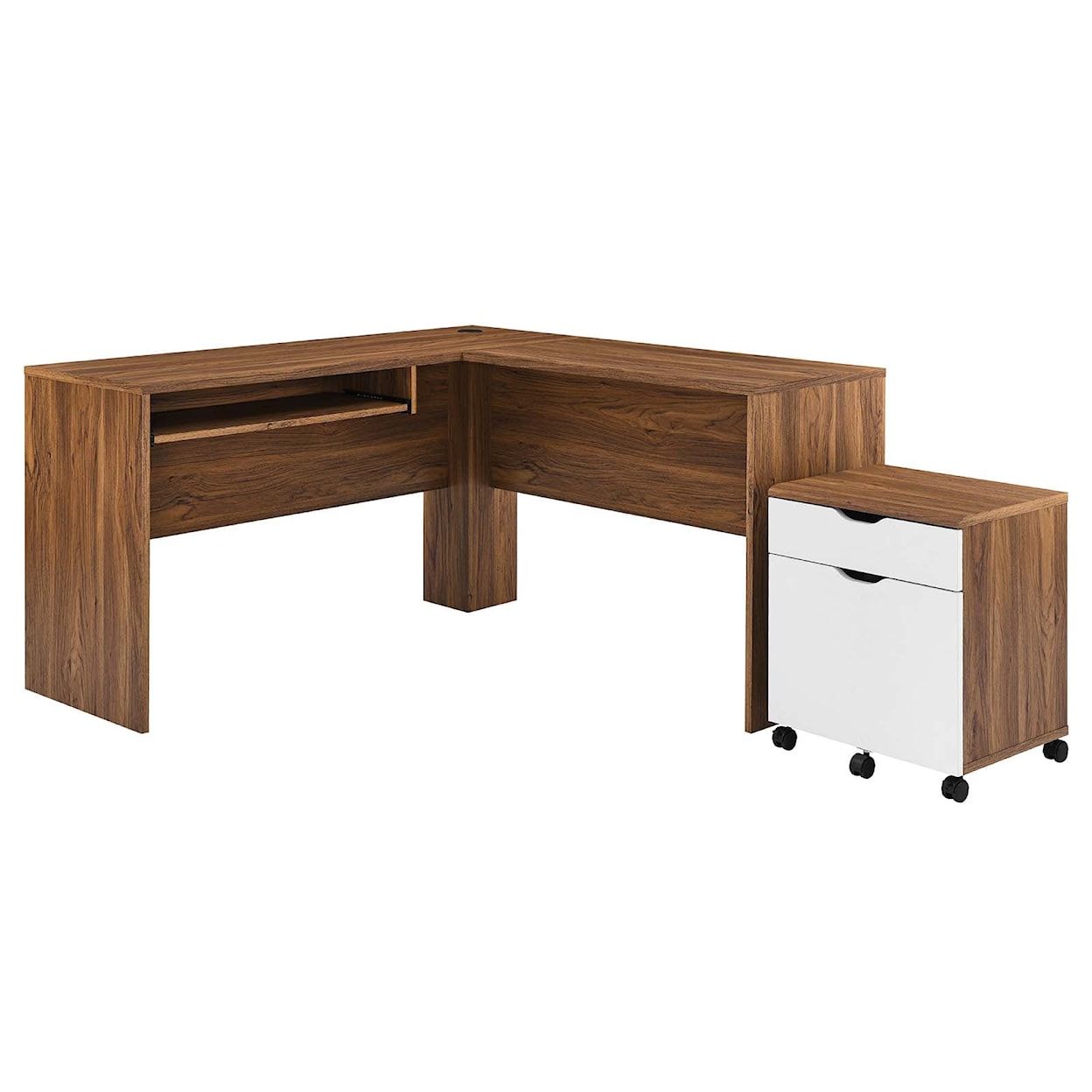 Modway Envision Wood Desk and File Cabinet Set