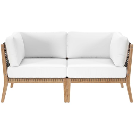 Contemporary Clearwater Outdoor Patio 2-Piece Sectional Loveseat