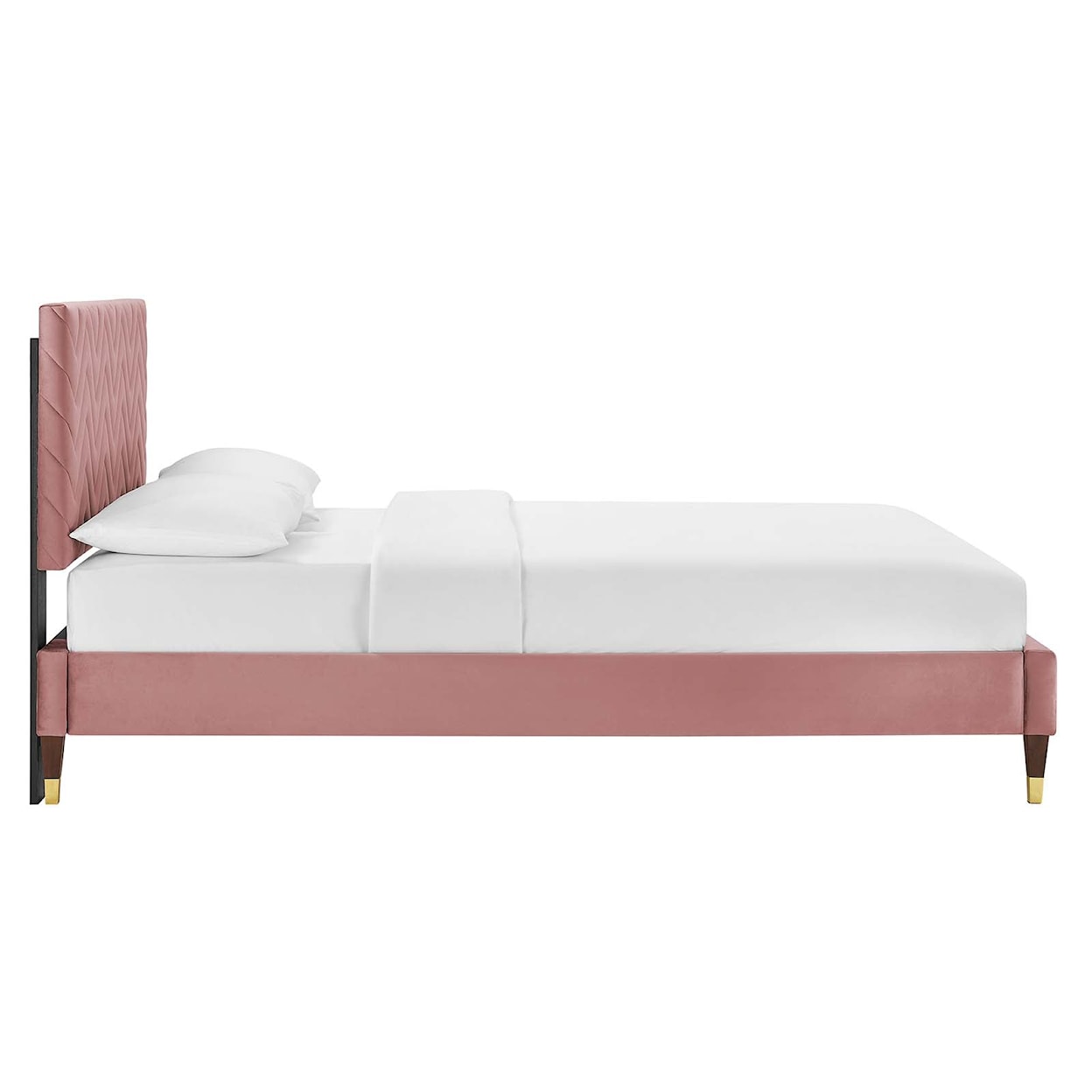 Modway Leah Leah Chevron Velvet Full Platform Bed