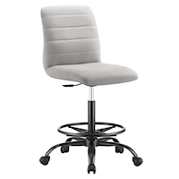 Ripple Contemporary Armless Vegan Leather Drafting Chair - Light Gray