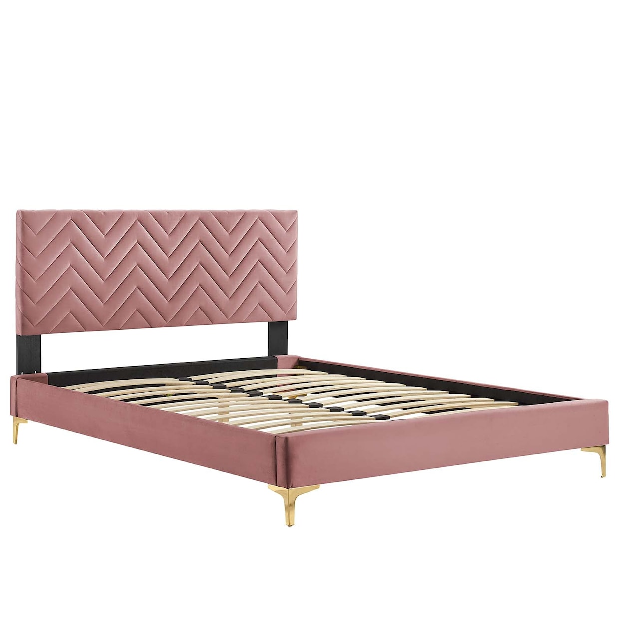 Modway Leah Leah Chevron Velvet Twin Platform Bed