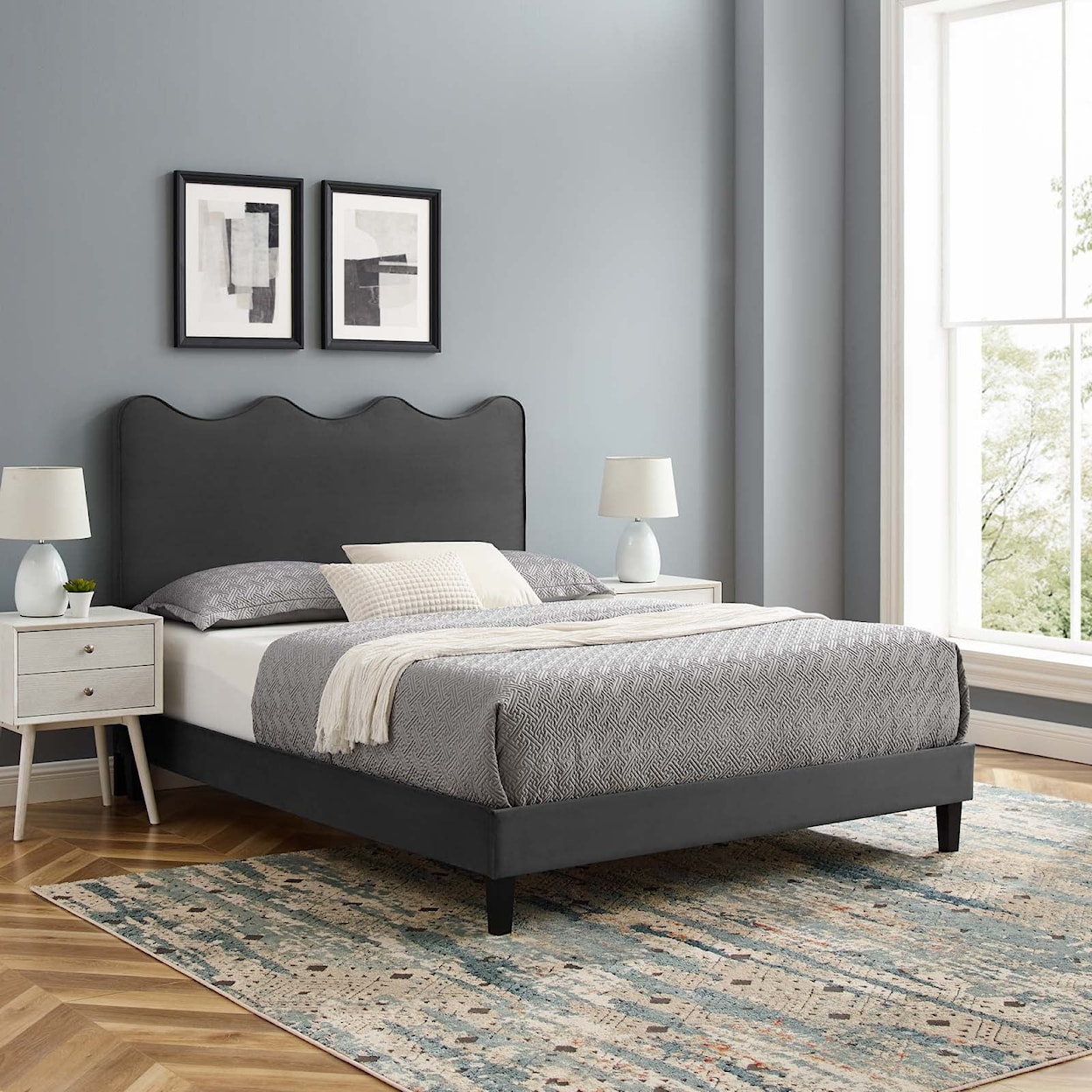 Modway Current Current Velvet Full Platform Bed