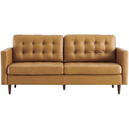 Mid-Century Modern Exalt Tufted Vegan Leather Sofa