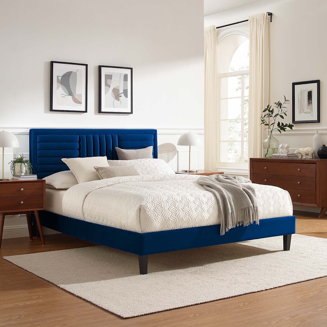 Modway Sofia Sofia Channel Velvet King Platform Bed