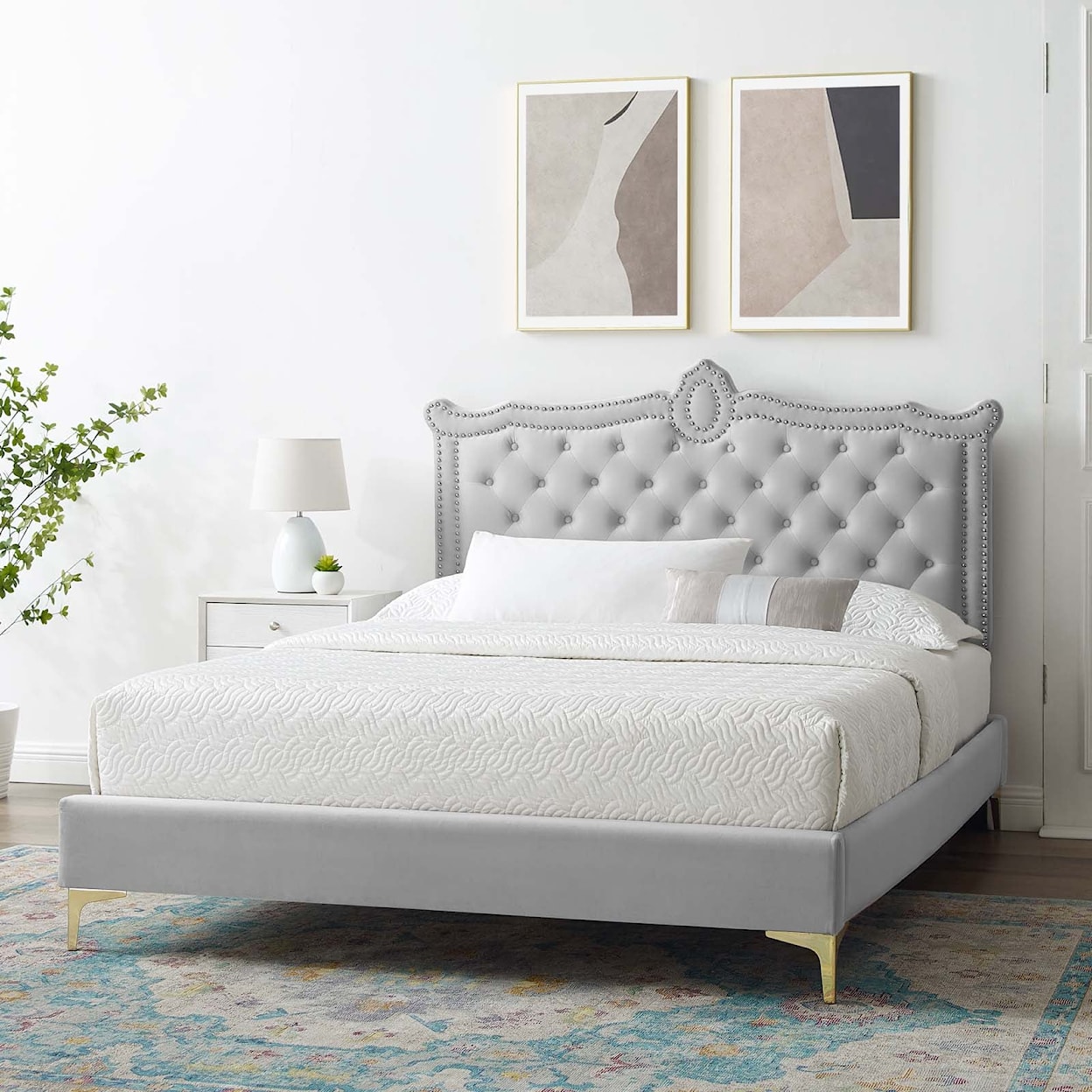 Modway Clara Clara Velvet Queen Platform Bed