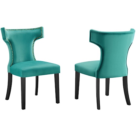 Curve Velvet Dining Chairs - Set of 2