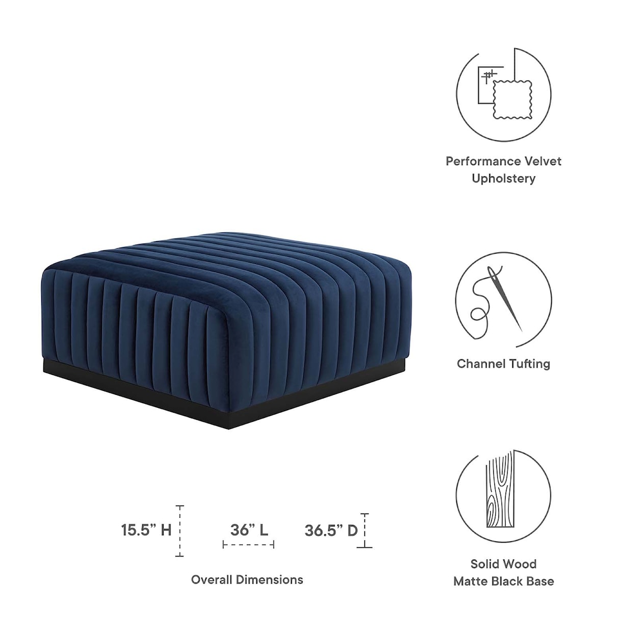 Modway Conjure Velvet Ottoman