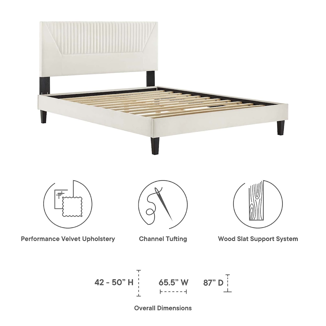 Modway Yasmine Yasmine Channel Velvet Twin Platform Bed