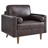 Valour Mid-Century Modern Leather Armchair - Brown
