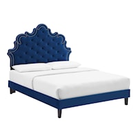 Sasha Button-Tufted Performance Velvet King Bed