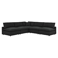 Commix Down Filled Overstuffed Boucle Fabric 5-Piece Sectional Sofa