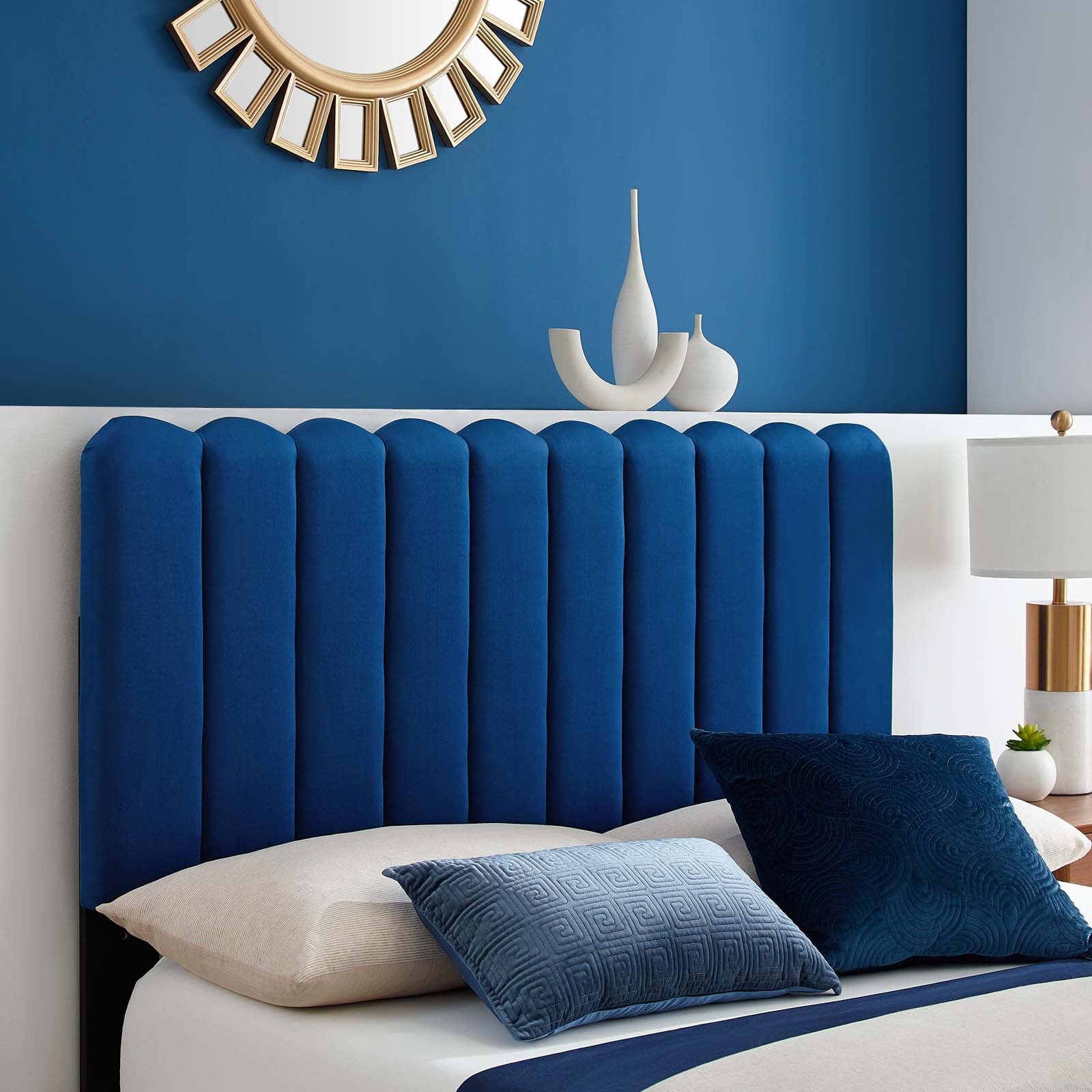 Modway Reagan MOD6587NAV Reagan Queen Performance Velvet Platform Bed Value City Furniture