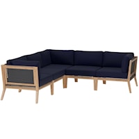 Contemporary Clearwater Outdoor Patio 5-Piece Sectional Sofa