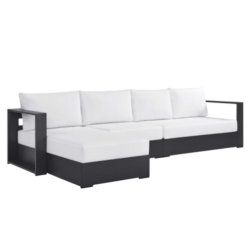 Tahoe 3-Piece Outdoor Patio Powder-Coated Aluminum Left-Facing Chaise Sectional Sofa Set By Modway