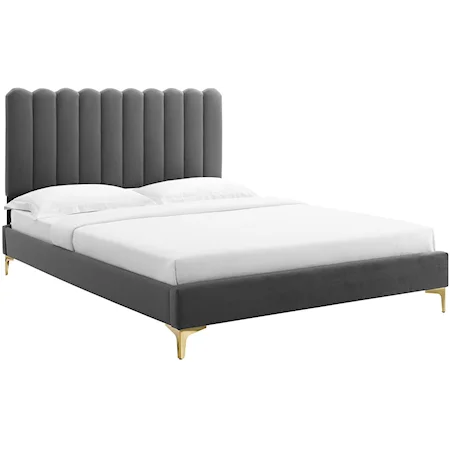 Reagan Twin Velvet Platform Bed