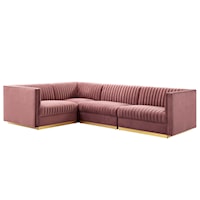 Sanguine Channel Tufted Performance Velvet 4-Piece Left-Facing Modular Sectional Sofa