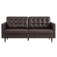 Mid-Century Modern Exalt Tufted Vegan Leather Sofa