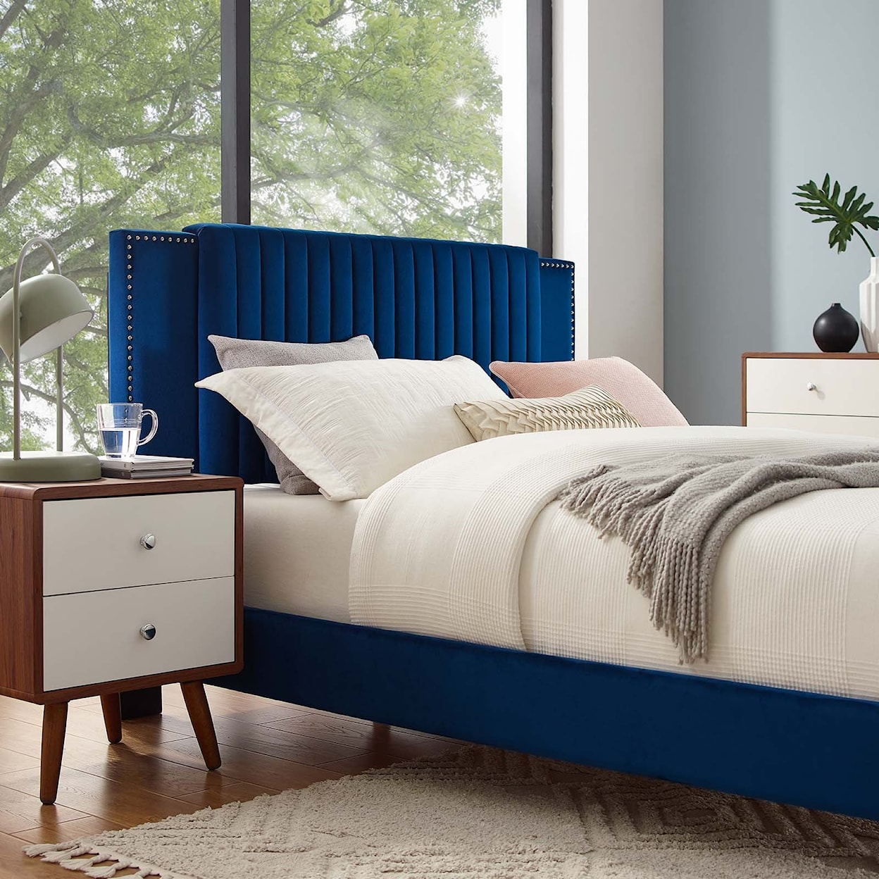 Modway Zahra Zahra Channel Velvet Queen Platform Bed