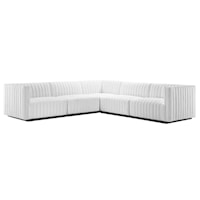 Conjure Channel Tufted Upholstered Fabric 5-Piece L-Shaped Sectional