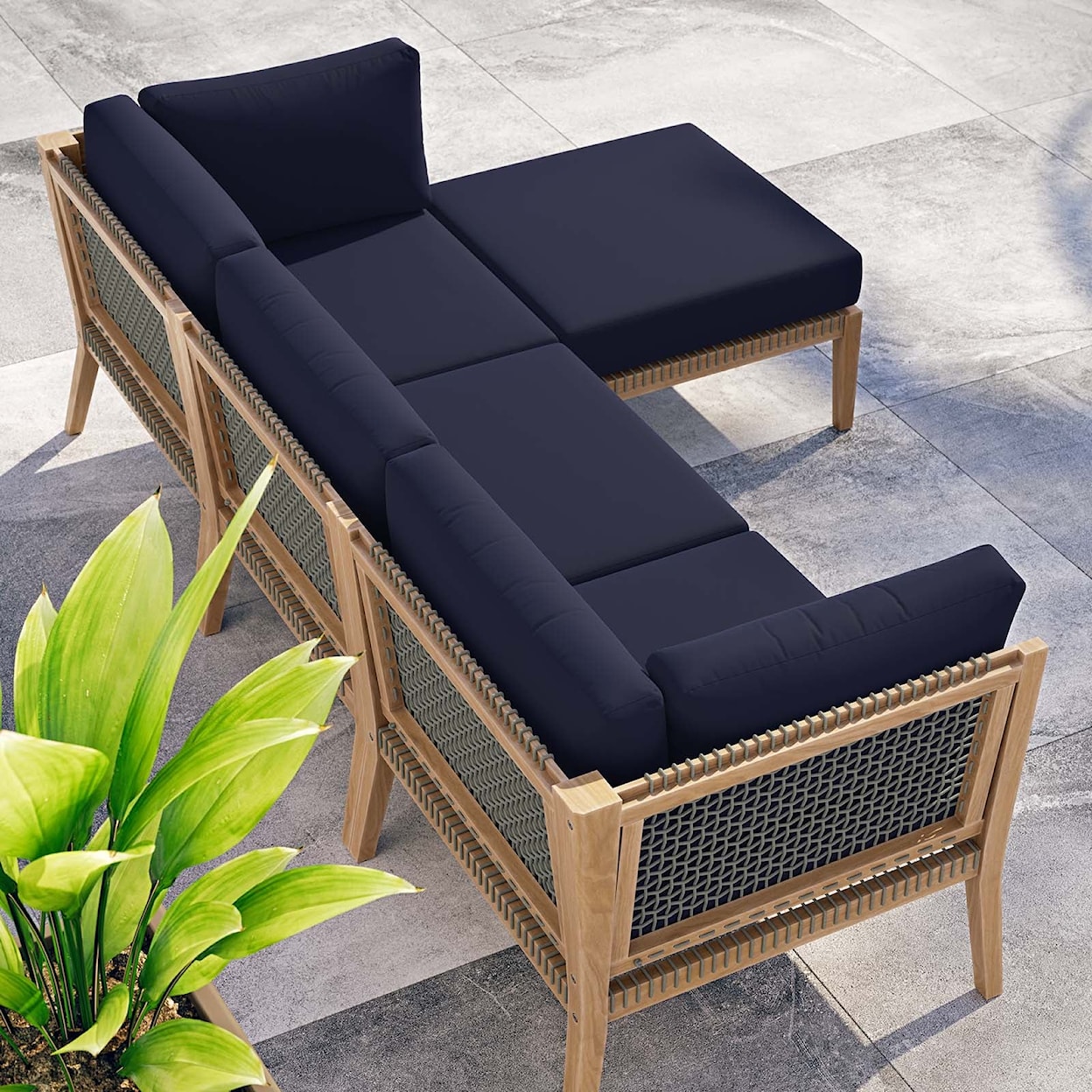 Modway Clearwater Outdoor Patio 4-Piece Sectional Sofa
