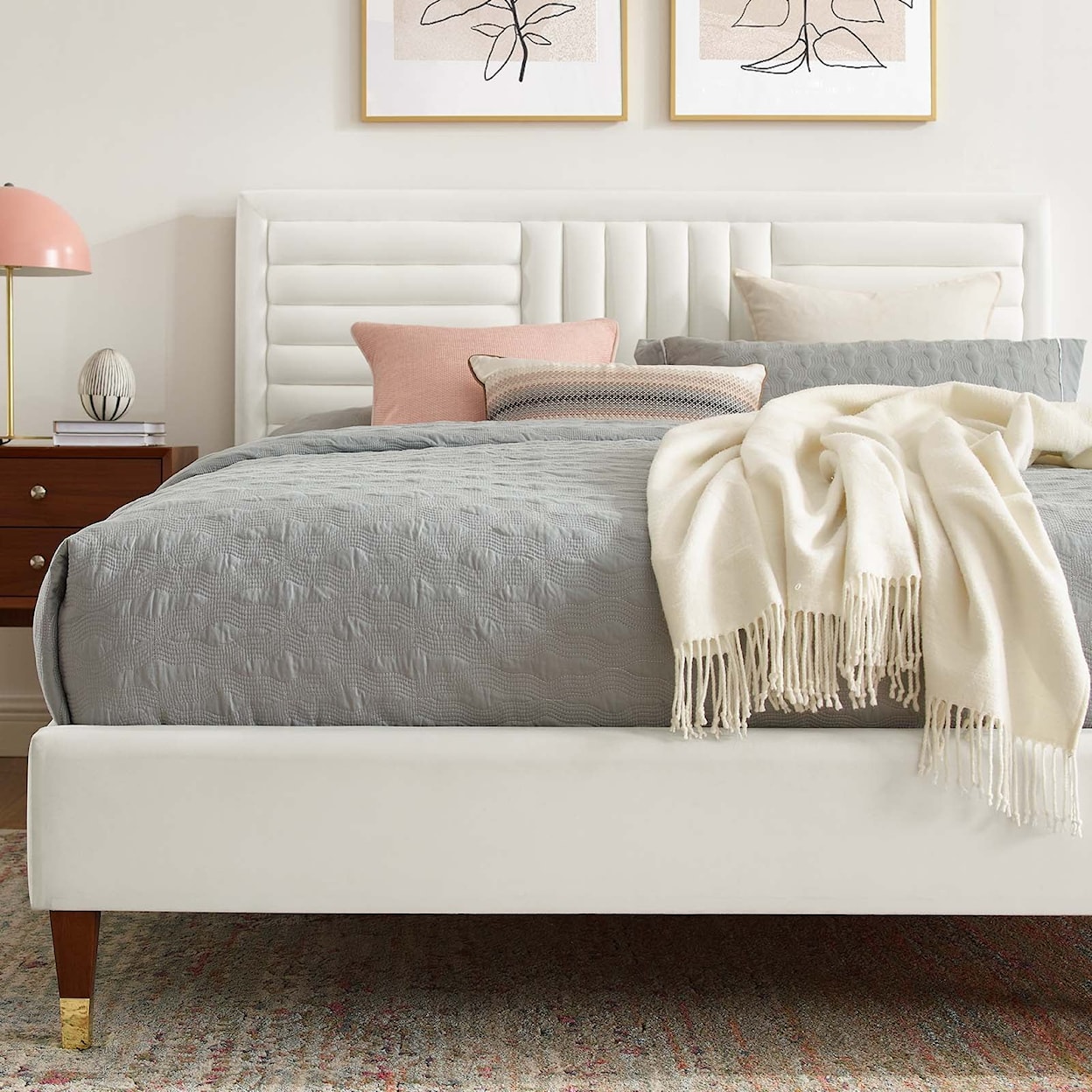 Modway Sofia Sofia Channel Velvet Queen Platform Bed