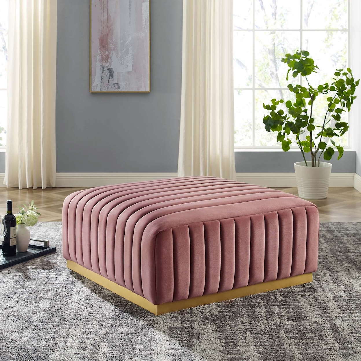 Modway Conjure Velvet Ottoman