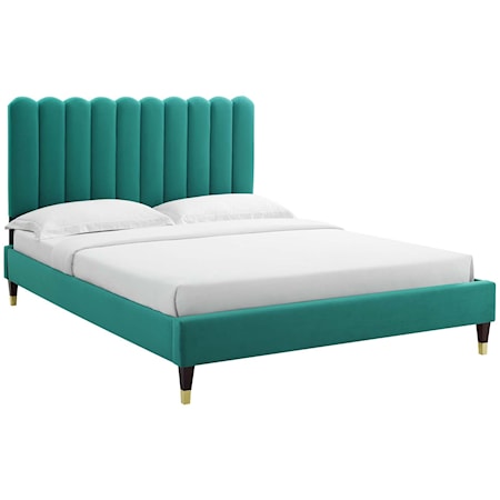 Reagan Full Velvet Platform Bed