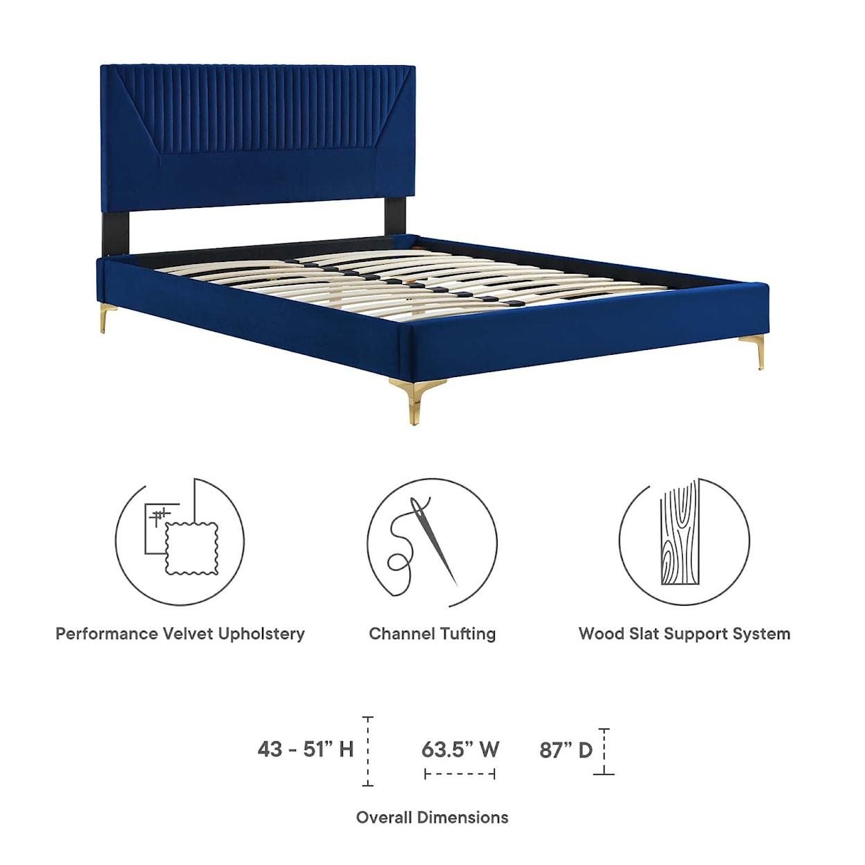 Modway Yasmine Yasmine Channel Velvet King Platform Bed