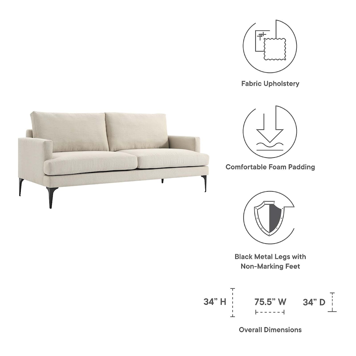 Modway Evermore Three-Seater Sofa