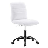 Ripple Contemporary Armless Vegan Leather Office Chair - White
