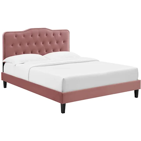 Amber Velvet Twin Platform Bed